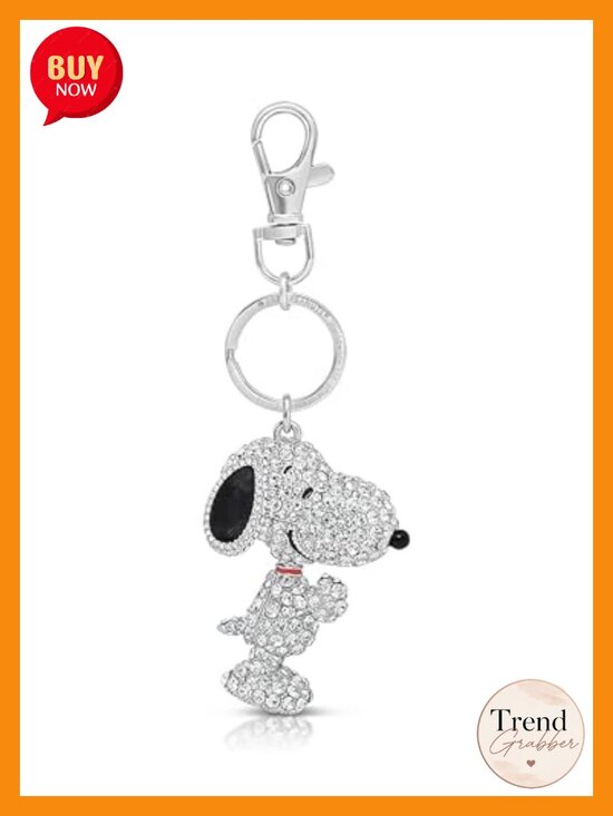 Accessories - Snoopy Keychain Bag Charm Pave Crystal Rhodium Plated